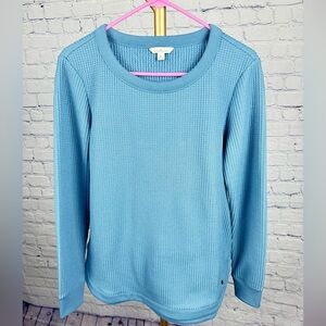 L.L. Bean Signature Waffle Boatneck Sweatshirt Blue Women’s Size Small